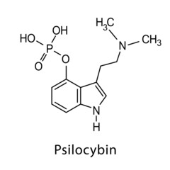 Psilocybin molecule, vector chemical formula - obrazy, fototapety, plakaty