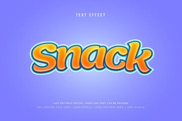 Snack 3d text effect on blue background