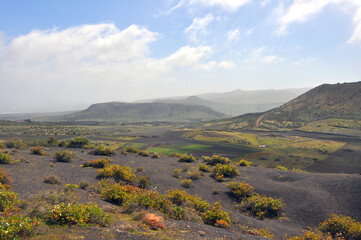 View over landscape of spanish island Lanzarote