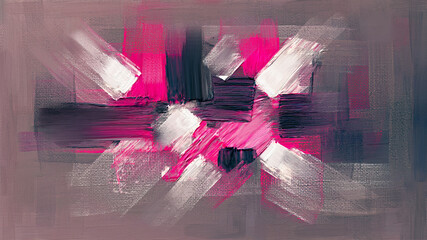 Oil painting, textured diagonal paint strokes, artwork on canvas. Pink accents wall art