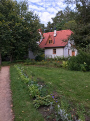 Beautiful houses in the forest in the Polenov estate