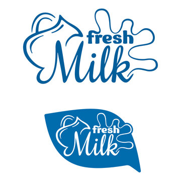 Fresh Milk logo template with drawn jug