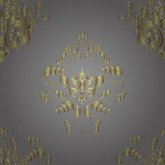 seamless vintage pattern with golden elements on colorfil background