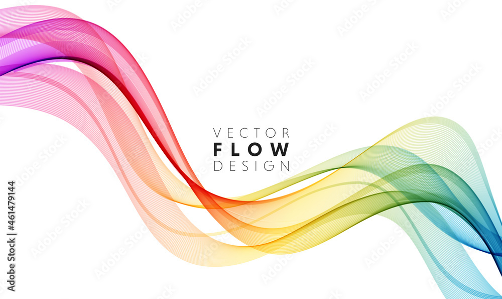 Poster Vector abstract colorful flowing wave lines isolated on white background. Design element for wedding invitation, greeting card