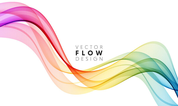 Vector abstract colorful flowing wave lines isolated on white background. Design element for wedding invitation, greeting card