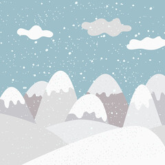 Fototapeta na wymiar Winter landscape snow-covered mountains, blizzard, frost, it's snowing, winter, December, cold, mountains, snowflakes, Christmas mood.