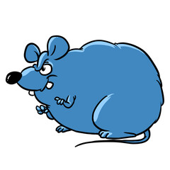Fat blue rat anger emotion irritation illustration animal caricature