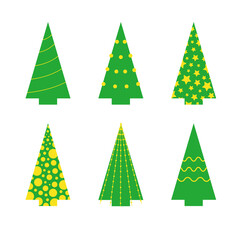 Cute simple Christmas trees vector icons set