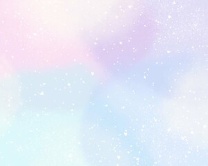 Soft pastel rainbow sky with stardust background