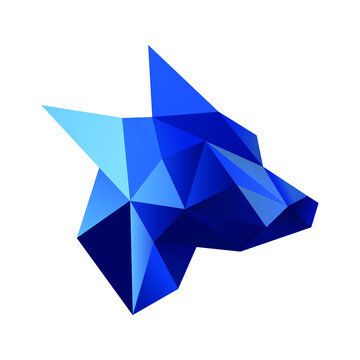 abstract logo of coyote or wolf in lowpoly style