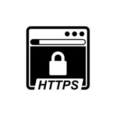Https icon, Data protection and internet security concept isolated on white background vector illustration.