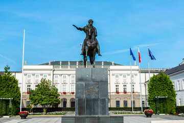 The Prince Jozef Poniatowski Monument in Warsaw, Poland - obrazy, fototapety, plakaty