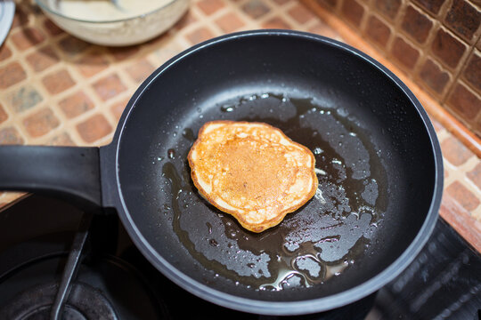Frying pan with delicious pancake