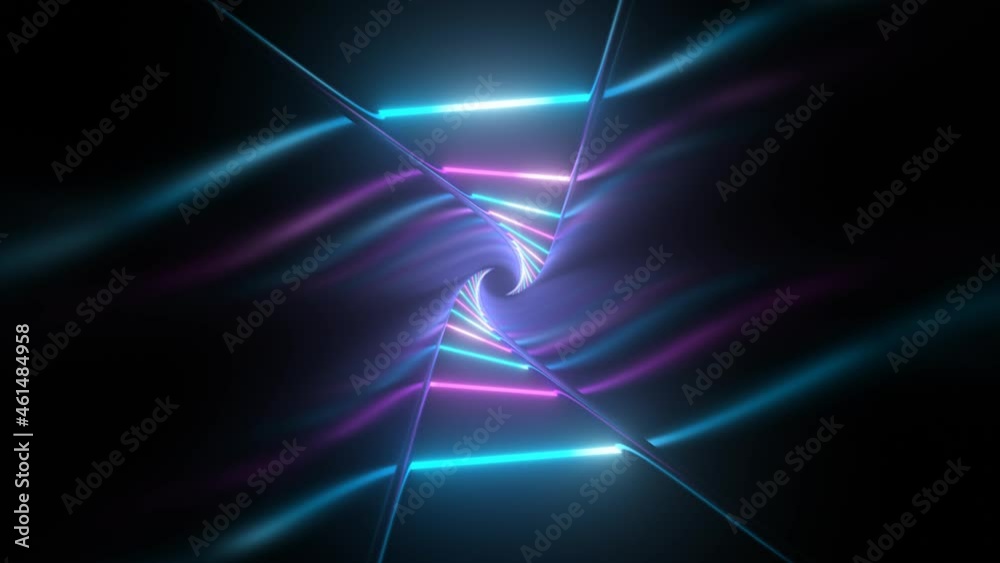 Wall mural ultraviolet neon laser beam glow illuminated reflective twist tunnel - 4k seamless vj loop motion ba