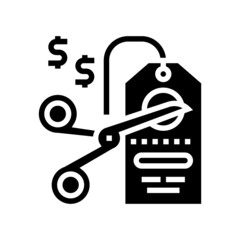 cut price glyph icon vector. cut price sign. isolated contour symbol black illustration