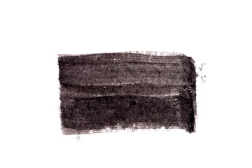 Black color watercolor handdrawing as square line brush on white paper background