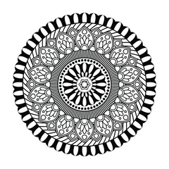 Vector black mandala isolated on white background. Ornament card with mandala. Oriental pattern, vintage decorative element