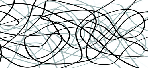 Cartoon, comic chaos, chaotic wavy line pattern, mesh, seamless. Kris, scratch drawn together. Flat vector draw wave stripe lines. 
