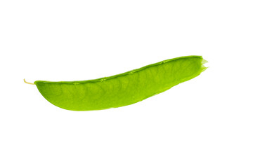 empty pea pod isolated on white background