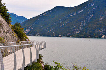 Obraz na płótnie Canvas bicycle lane in Limone sul Garda that can be traveled by bicycle and on foot Italy