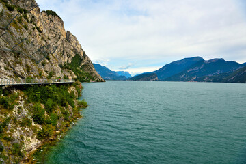 bicycle lane in Limone sul Garda that can be traveled by bicycle and on foot Italy
