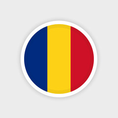 Fototapeta premium Flag of Romania with circle frame and white background