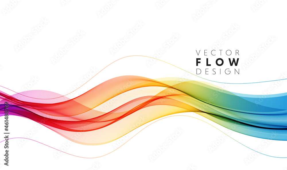 Poster Vector abstract colorful flowing wave lines isolated on white background. Design element for wedding invitation, greeting card