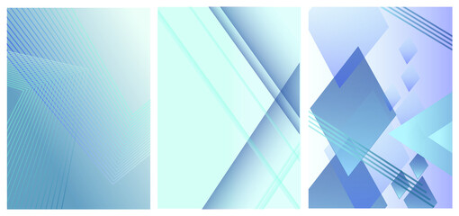 Abstract Blue Background With Lines Set of Banners