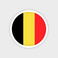 Flag of Belgium with circle frame and white background
