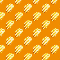 Grill toasted bread Seamless pattern on orange background, Food Creative concept