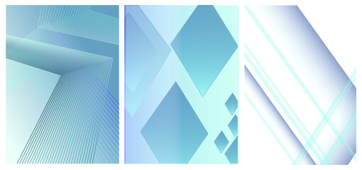 Abstract Blue Background With Lines Set of Banners