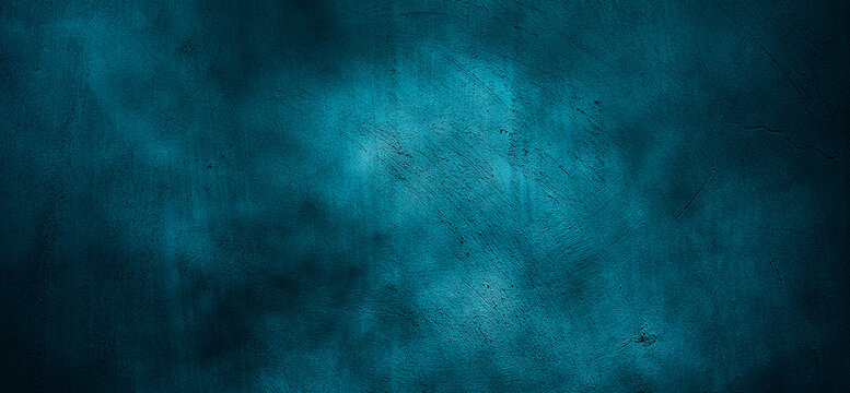 Blue wall background. The dark blue walls are scary. Scratched blue cement
