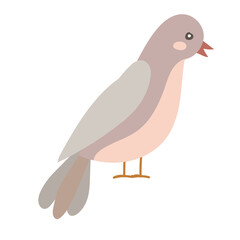 Sweet bird. Animal in cartoon style in pastel colors.Winter vector illustration isolated on white background.