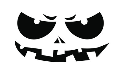 Scary face isolated on White Background. Template for Halloween, poster, pumpkin face and etc. Vector Art.