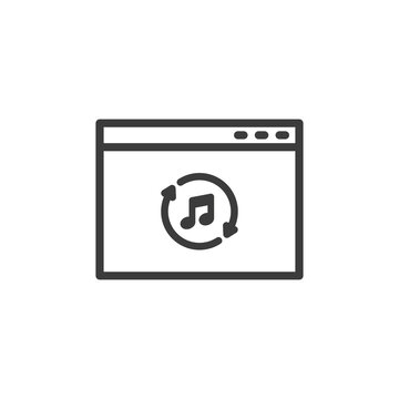 Web browser page with music player icon.