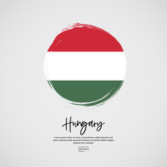 Flag of Hungary with brush stroke effect and text