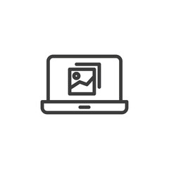Laptop with photos icon on white background