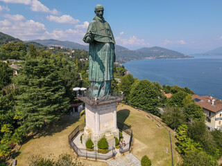 The colossus of San Carlo Borromeo at Arona on lake Maggiore in Italy