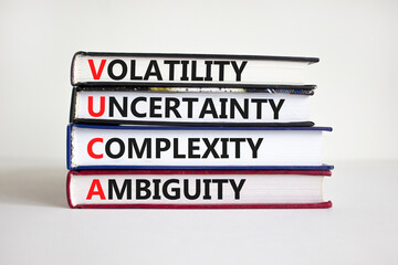 VUCA volatility, uncertainty, complexity, ambiguity symbol. Words 'VUCA volatility, uncertainty,...