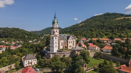 Fototapeta na wymiar Aerial view of the town castle in Kremnica, Slovakia