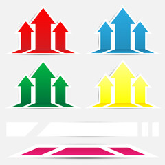 Vertical arrow up color sticker with shadow