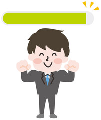 二頭身_体力ゲージMAXの男性