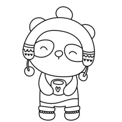 Winter panda outline