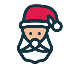 Santa claus face. Santa line icon.