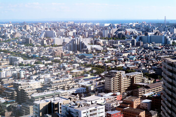 Fototapeta na wymiar 船堀タワーホール展望台から眺めた街並み景観