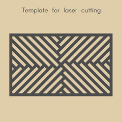 Template for laser cutting. Stencil for panels of wood, metal. Geometric pattern. Rectangular background for cut. Vector illustration. Decorative stand.