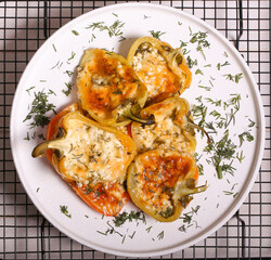 paprika baked with cottage cheese and cheese