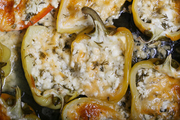 paprika baked with cottage cheese and cheese
