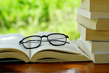 glasses on the book