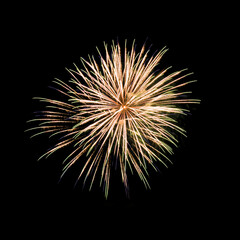 Colorful fireworks isolated on black background.